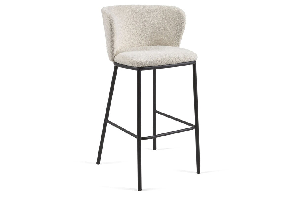Como Cisel Stool Shearling Fabric - 650mm Seat Height [920H x 540W]-white  