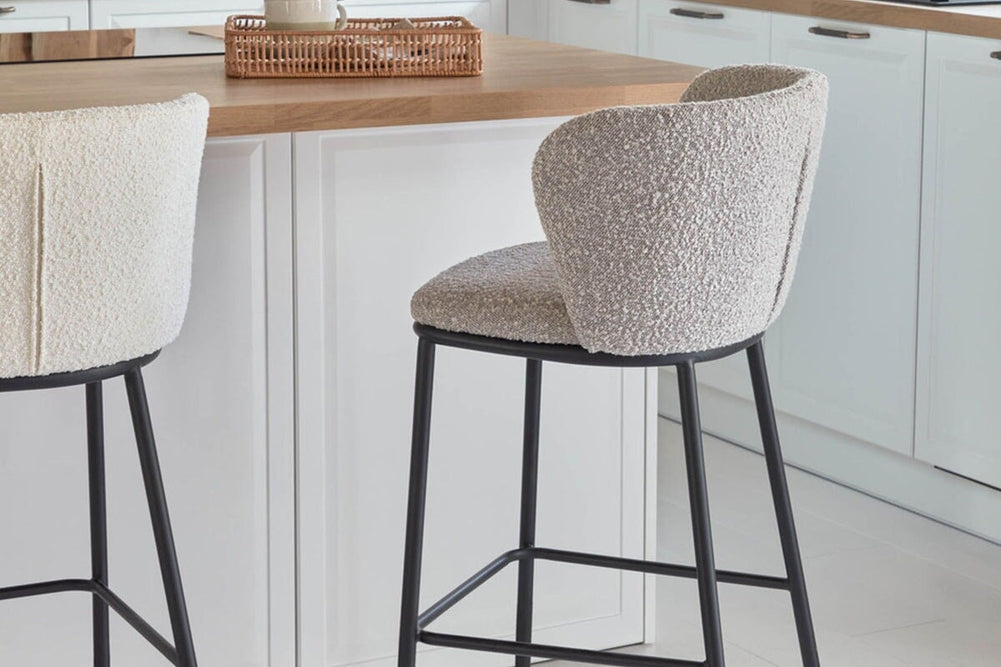 Como Cisel Stool Shearling Fabric - 650mm Seat Height [920H x 540W]-white  