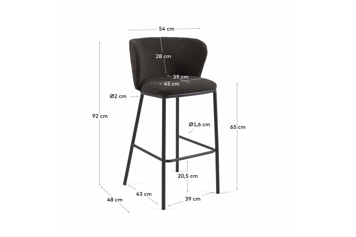 Como Cisel Stool - Shearling Fabric [920H x 540W] Como 