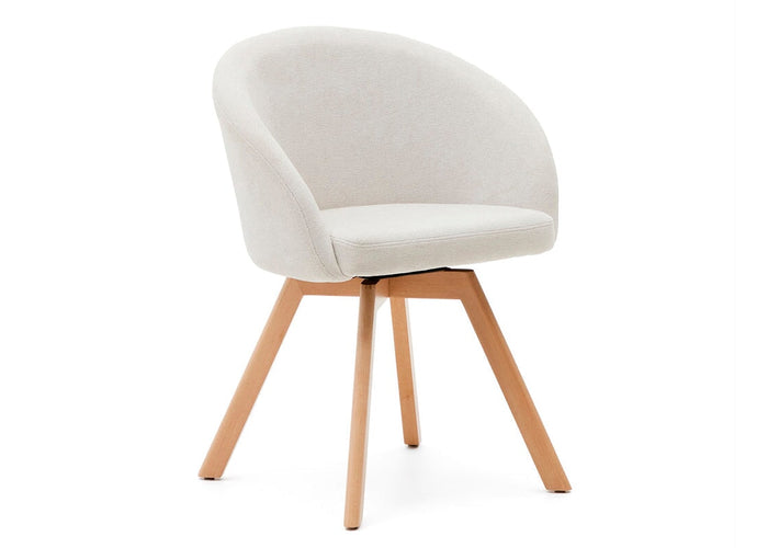 Como Marven Chair - Chenille Fabric [Chenille Fabric] Como beige seat/natural leg 