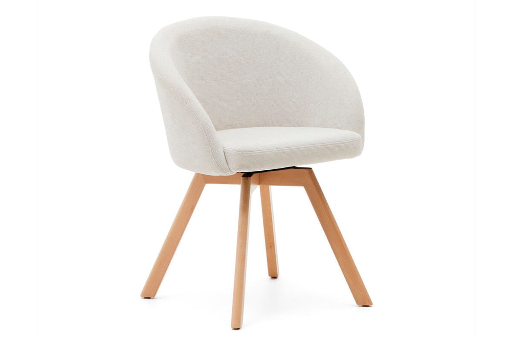 Como Marven Chair - Chenille Fabric [Chenille Fabric]-beige seat/natural leg  