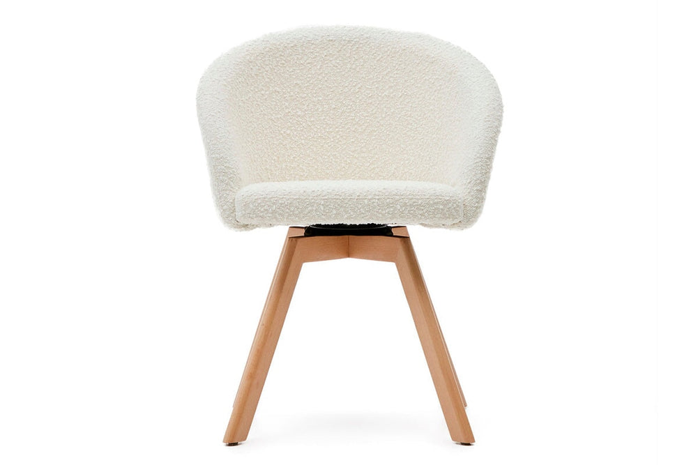 Como Marven Chair - Shearling Fabric [Shearling Fabric]-white seat/natural leg  