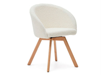 Como Marven Chair - Shearling Fabric [Shearling Fabric] Como white seat/natural leg 