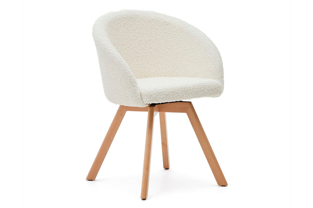 Como Marven Chair - Shearling Fabric [Shearling Fabric]-white seat/natural leg  