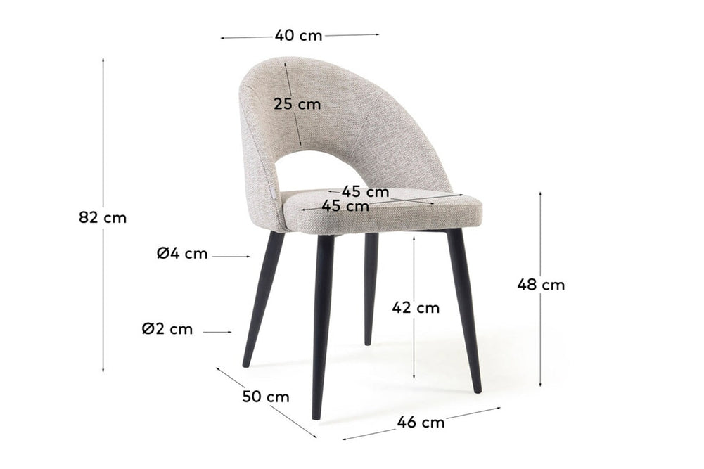 Como Mauai Chair - Upholstered Fabric-dark grey  