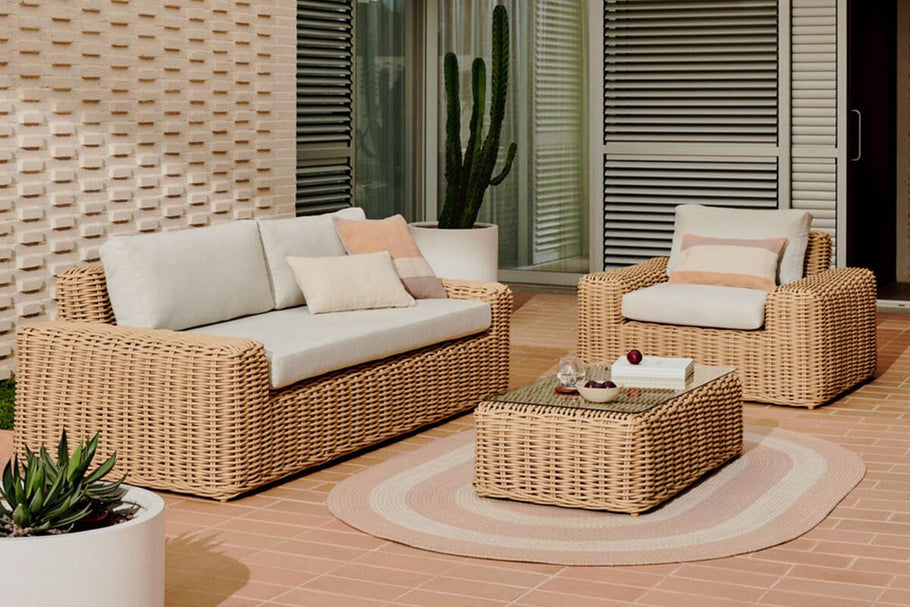 Environmental image of Como Portlligat 3 Seater Faux Rattan Sofa