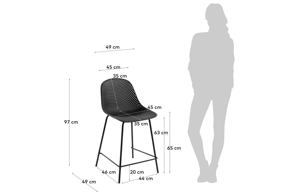 Como Quinby Outdoor Plastic Stool - 650mm Seat Height [970H x 490W]-beige  