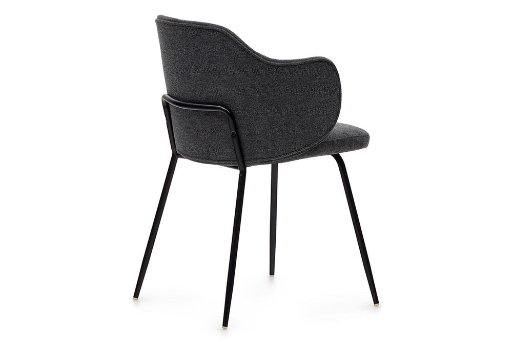 Como Yuni Chair - Chenille Fabric [Chenille Fabric]-grey seat/black leg  