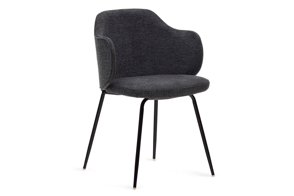 Como Yuni Chair - Chenille Fabric [Chenille Fabric]-grey seat/black leg  