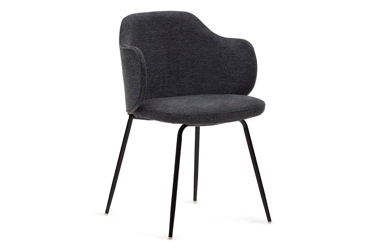 Como Yuni Chair - Chenille Fabric [Chenille Fabric] Como grey seat/black leg 