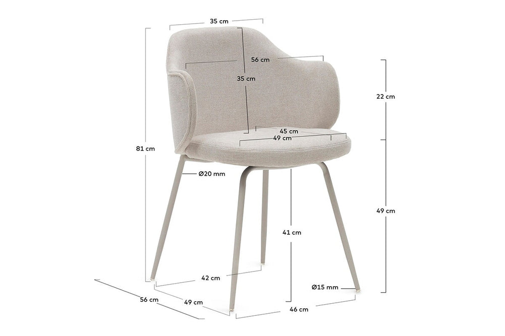 Como Yuni Chair - Chenille Fabric [Chenille Fabric]-grey seat/black leg  