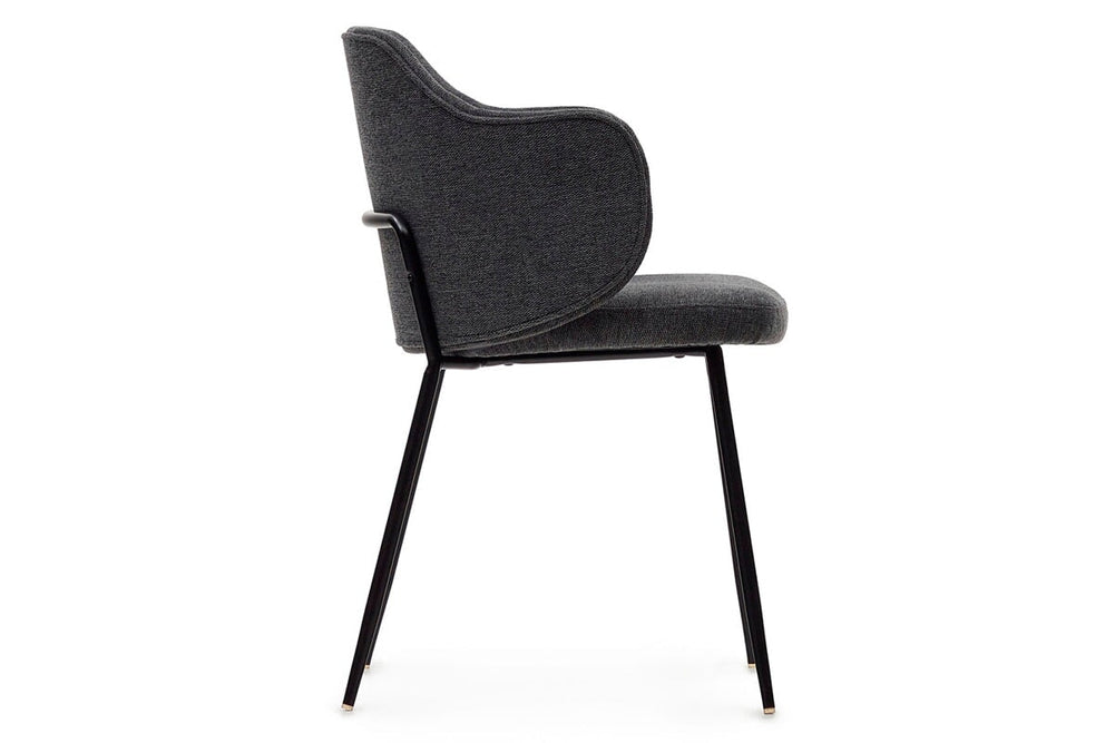 Como Yuni Chair - Chenille Fabric [Chenille Fabric]-grey seat/black leg  