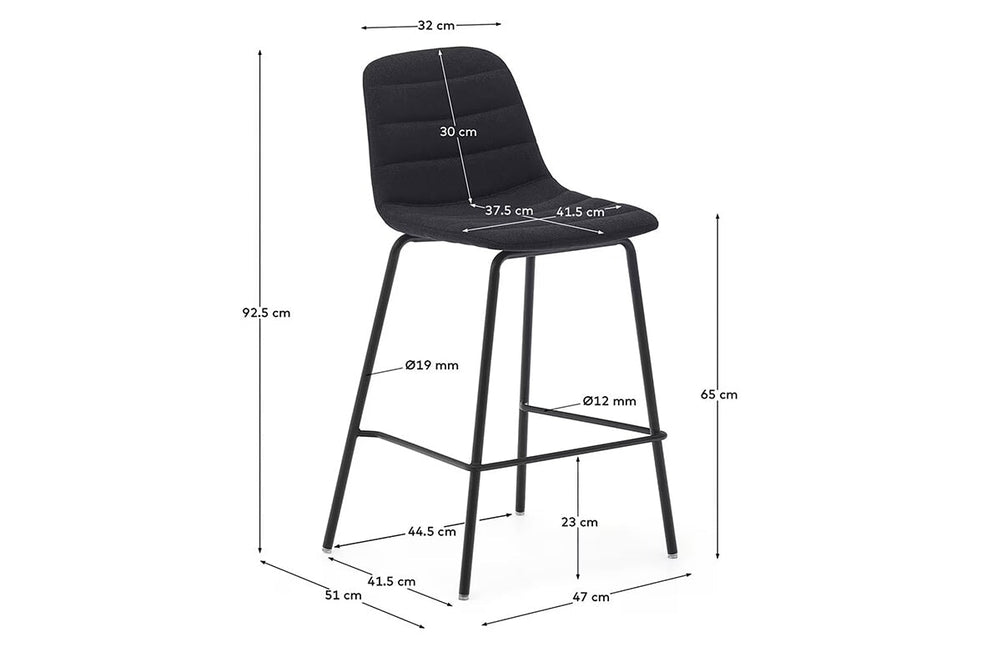 Como Zunara Bar Stool - 650mm Seat Height [925H x 470W]-black  