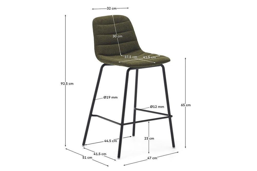 Como Zunara Bar Stool - 650mm Seat Height [925H x 470W]-black  