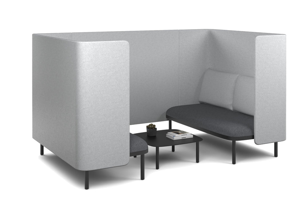 Cozy Two Double Seater Pod Privacy Booth-light grey coffee square table 
