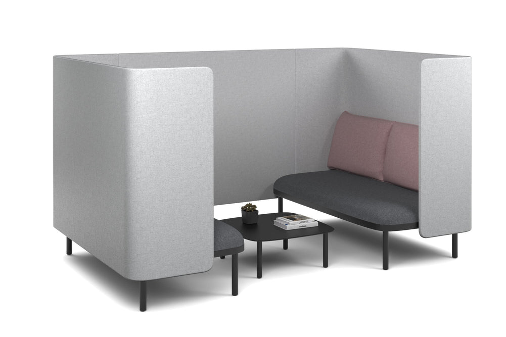 Cozy Two Double Seater Pod Privacy Booth-pink coffee square table 