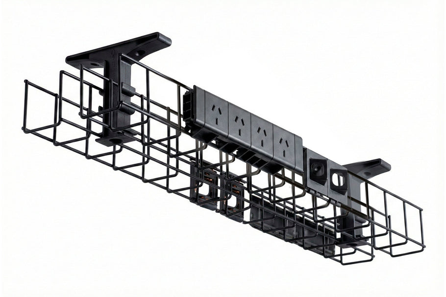 Environmental image of DPG Cable Management Basket Back to Back Metal+Tray Include 2 x 4 Power 4 Data [1250W x 105H]