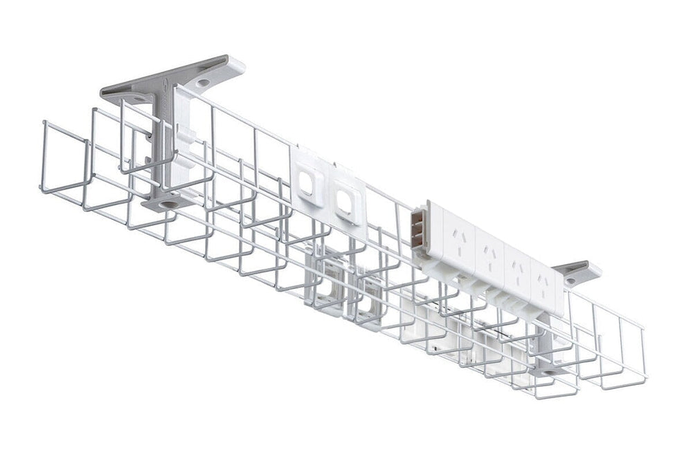 DPG Cable Management Basket Back to Back Metal+Tray Include 2 x 4 Power 4 Data [1550W x 105H]-white none none