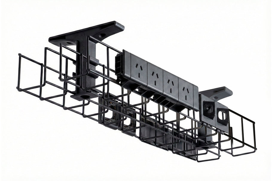 Environmental image of DPG Cable Management Basket Back to Back Metal+Tray Include 2 x 4 Power 4 Data [950W x 105H]