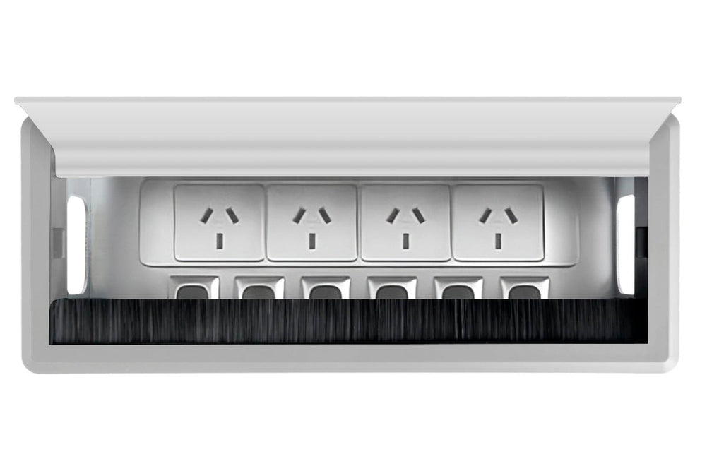 DPG Switch In Desk Power Box-white 4 Power/USB A/C /5 Data 2.5 meter thermal overload