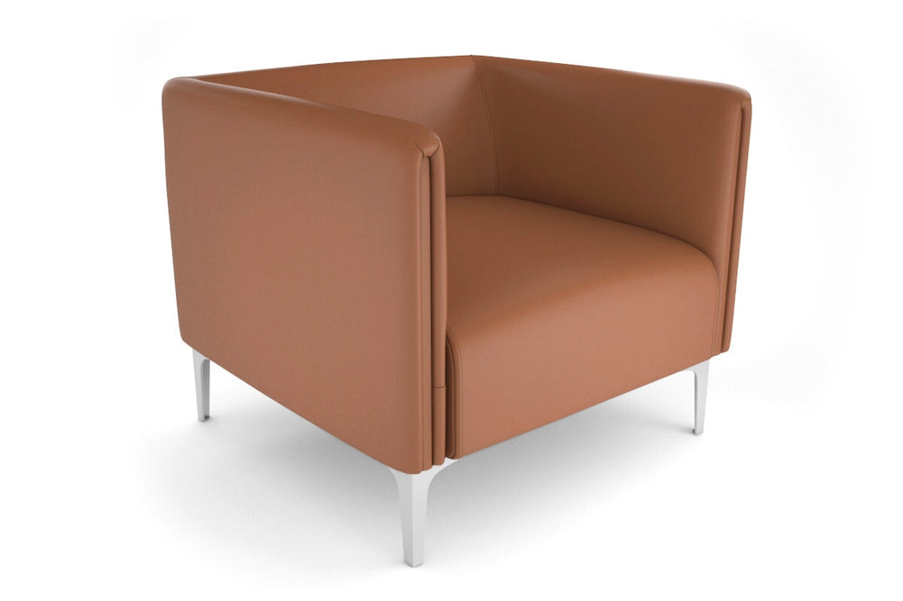 Drej 2.0 Lounge with Square Arms - Single-chrome leg brown/PU 