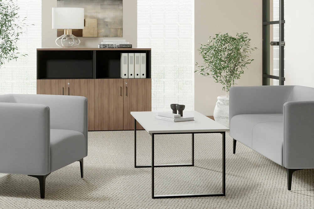 Drej 2.0 Lounge with Square Arms - Triple-wood leg grey/fabric 