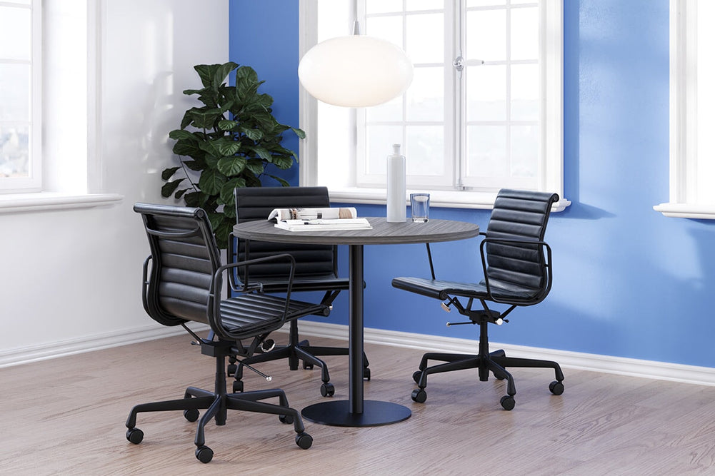 Eames Reproduction 2.0 Boardroom Office Chair - Medium Back-brown PU black frame  