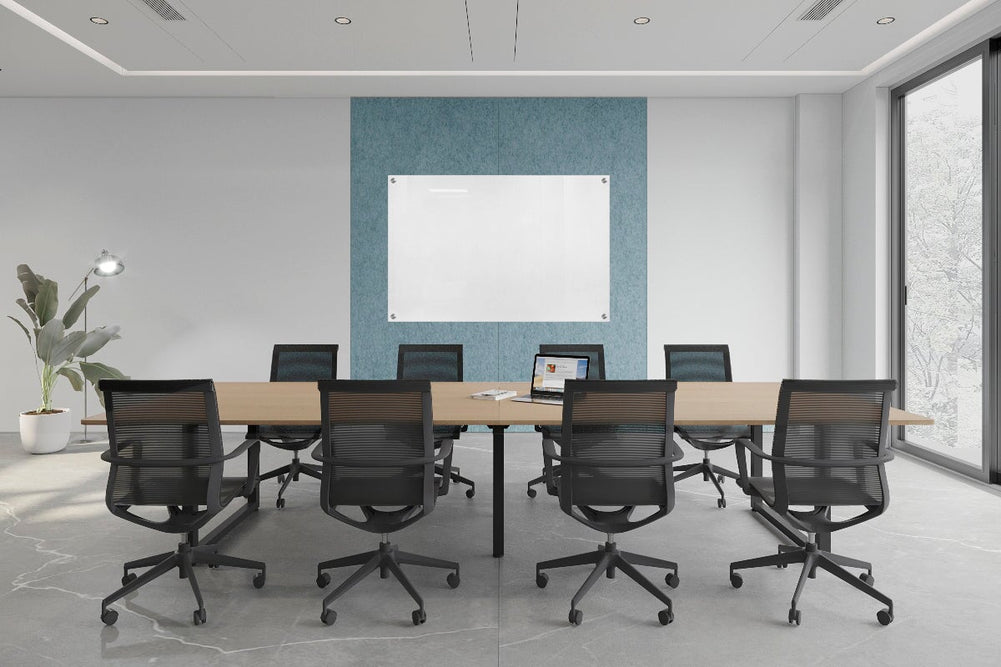 Acoustic Wall Cover with Integrated Glassboard [2000-2440W x 2800H]-blue panel / 1800W x 1200H glassboard  