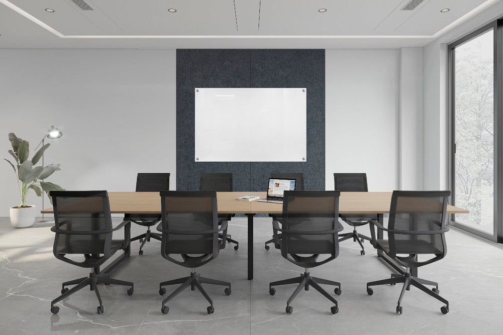 Acoustic Wall Cover with Integrated Glassboard [2000-2440W x 2800H]-dark grey panel / 1800W x 1200H glassboard  