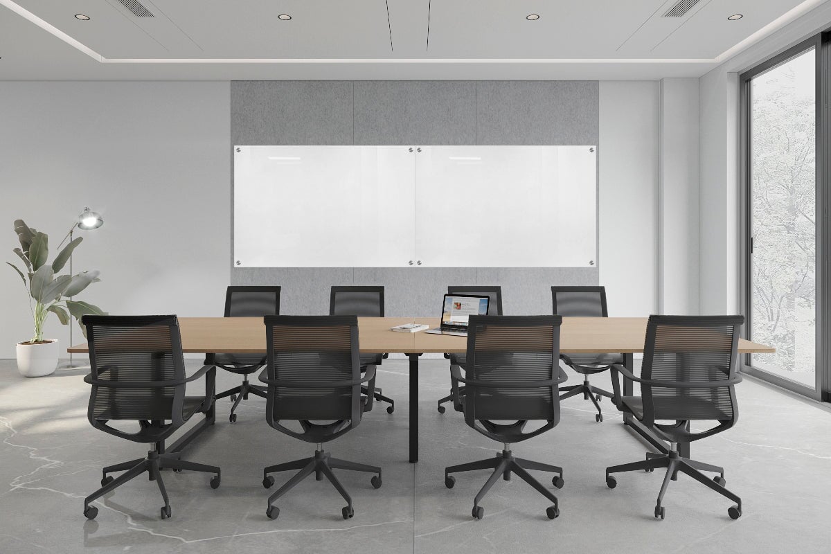 Echo Wall Cover with Integrated Glassboard [3600-3660W x 2800H] Jasonl light grey panel / 3600W x 1200H glassboard 