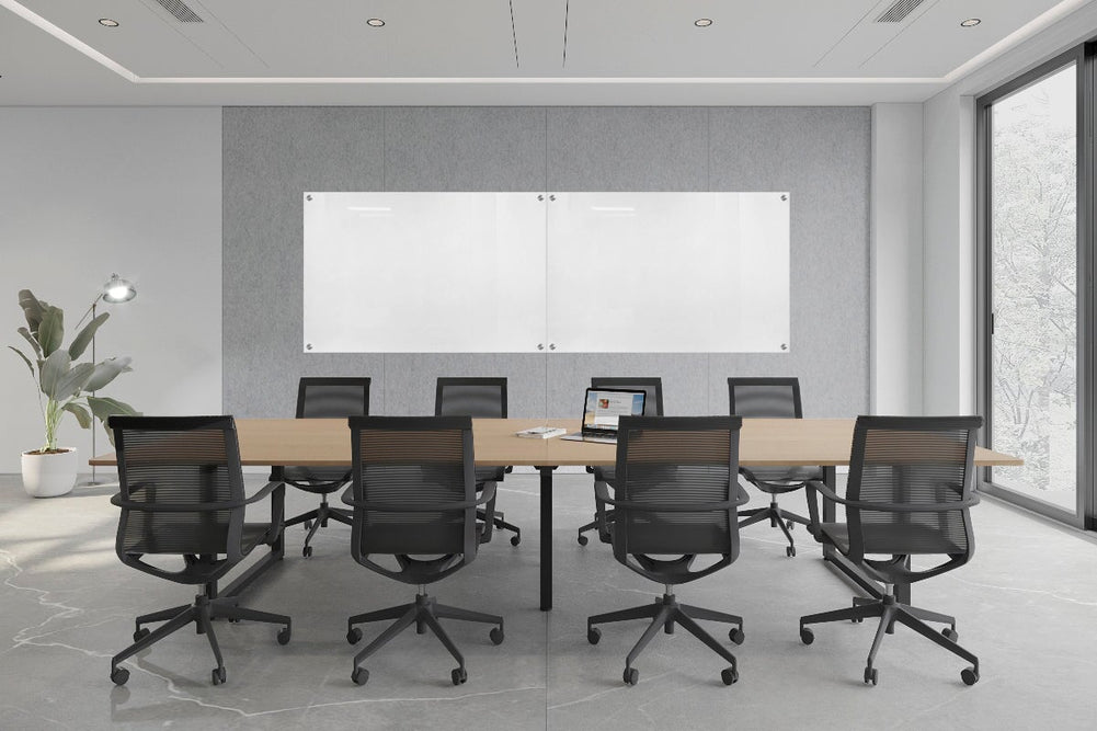 Acoustic Wall Cover with Integrated Glassboard [3700-4880W x 2800H]-light grey panel / 3600W x 1200H glassboard  