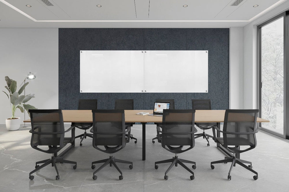 Acoustic Wall Cover with Integrated Glassboard [3700-4880W x 2800H]-dark grey panel / 3600W x 1200H glassboard  