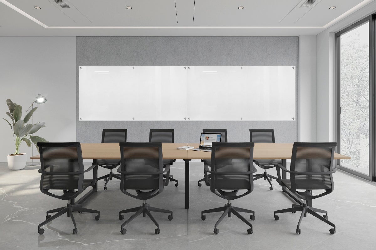 Echo Wall Cover with Integrated Glassboard [4800-4880W x 2800H] Jasonl light grey panel / 4800W x 1200H glassboard 