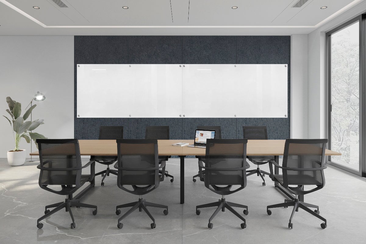 Echo Wall Cover with Integrated Glassboard [4800-4880W x 2800H] Jasonl dark grey panel / 4800W x 1200H glassboard 