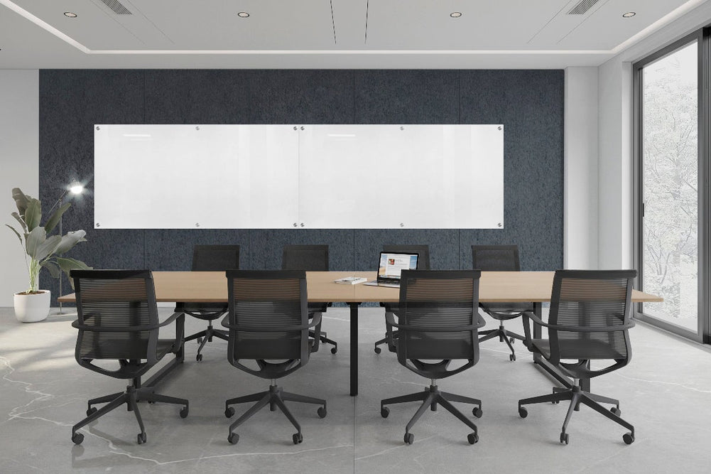Acoustic Wall Cover with Integrated Glassboard [5000-6100W x 2800H]-dark grey panel / 4800W x 1200H glassboard  