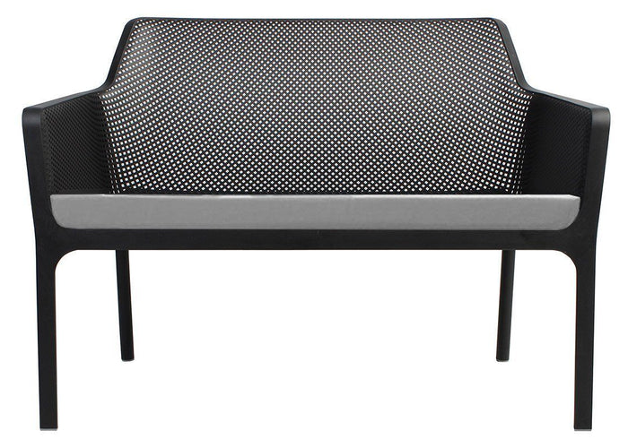 EZ Hospitality Net Outdoor Lounge Chair - Bench with Light Grey Pad EZ Hospitality black 