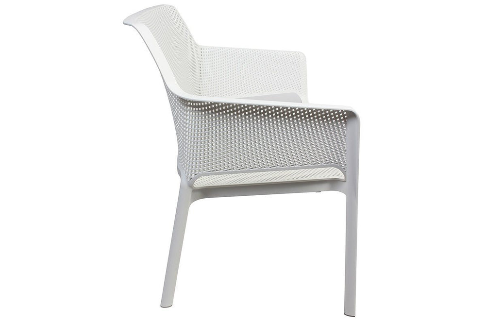 EZ Hospitality Net Outdoor Lounge Chair - Bench-white lightgrey pad 