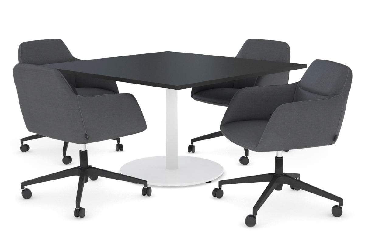 EZ Hospitality Sapphire Rectangle Boardroom Table 1200x1200 - Disc Base EZ Hospitality white base black 