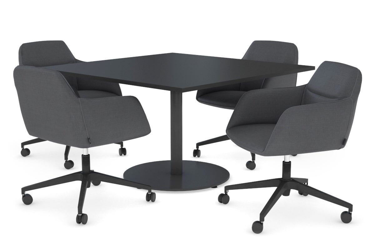 EZ Hospitality Sapphire Rectangle Boardroom Table 1200x1200 - Disc Base EZ Hospitality black base black 
