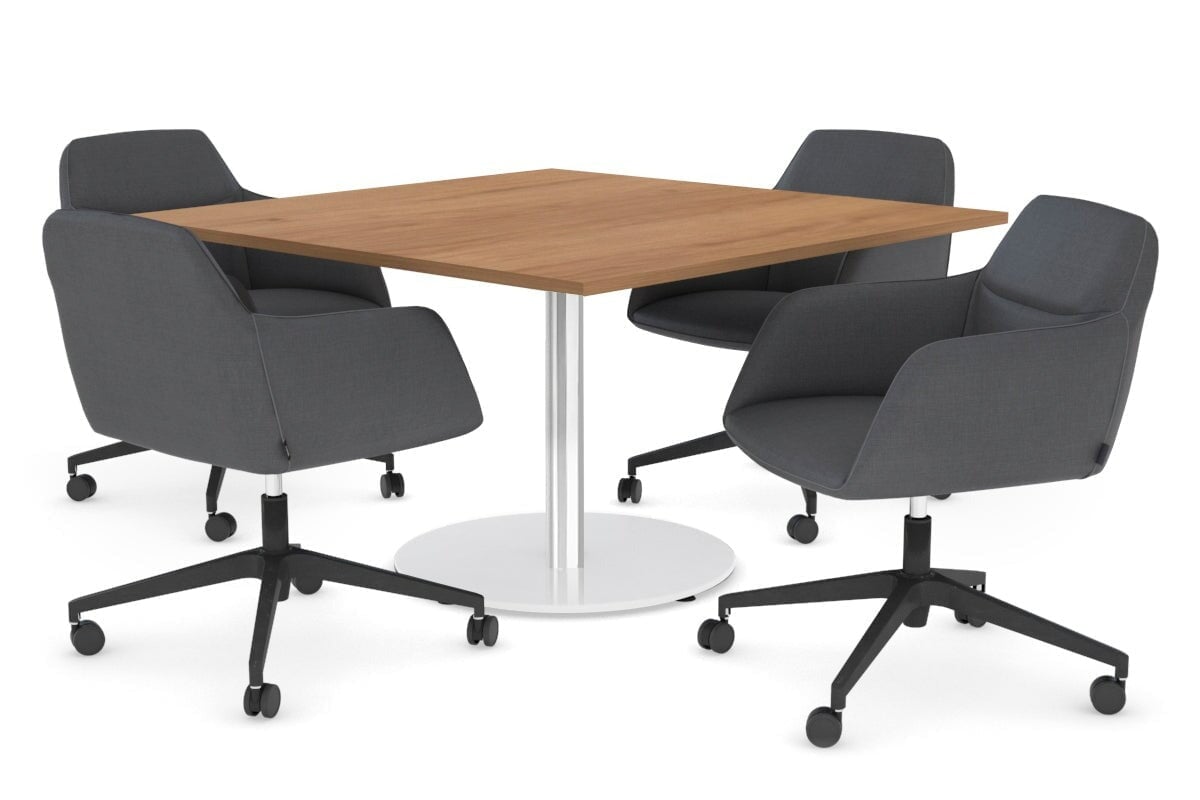 EZ Hospitality Sapphire Rectangle Boardroom Table 1200x1200 - Disc Base EZ Hospitality stainless steel base salvage oak 