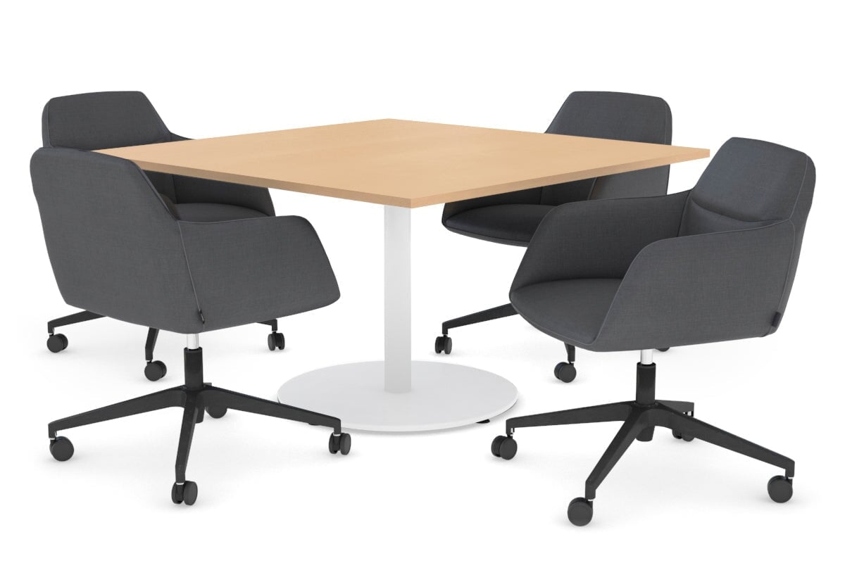 EZ Hospitality Sapphire Rectangle Boardroom Table 1200x1200 - Disc Base EZ Hospitality white base maple 