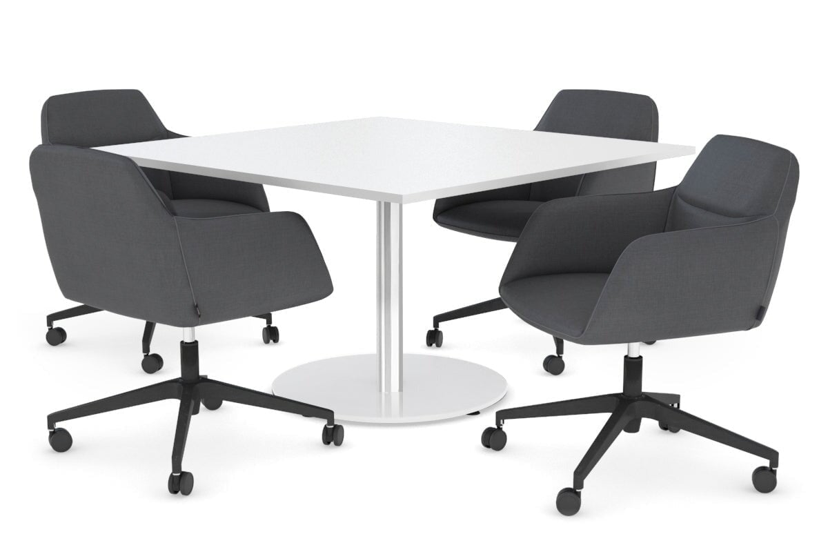 EZ Hospitality Sapphire Rectangle Boardroom Table 1200x1200 - Disc Base EZ Hospitality stainless steel base white 