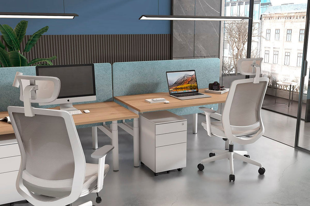 Finch Ergonomic Mesh Chair with Headrest-blue height adjustable arms 