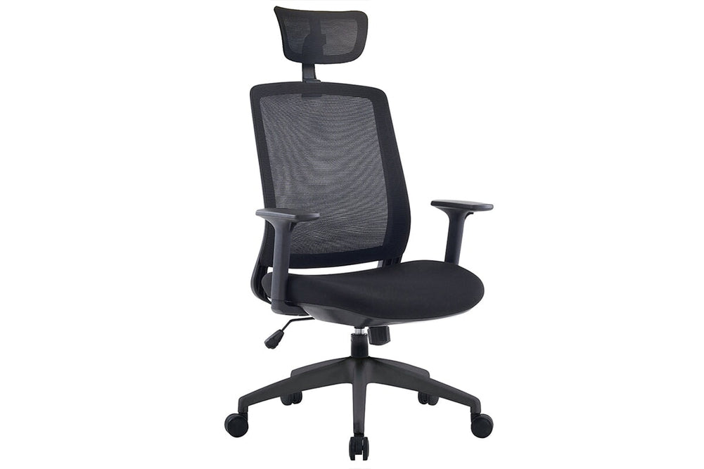 Finch Ergonomic Mesh Chair with Headrest-black height adjustable arms 