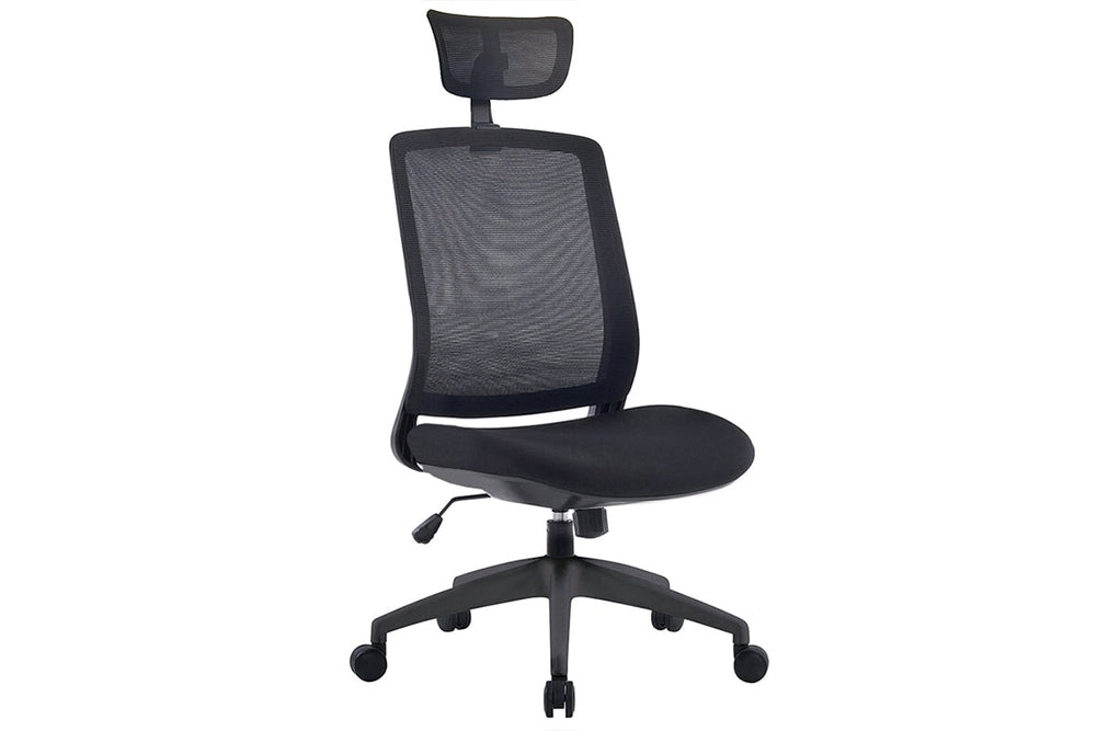 Finch Ergonomic Mesh Chair with Headrest-black none 