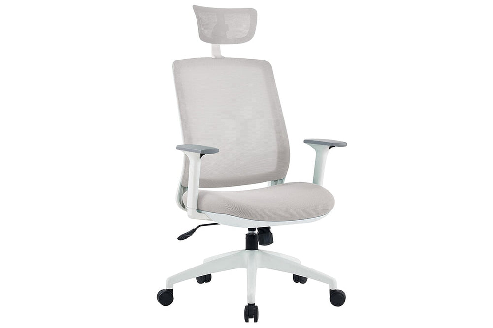 Finch Ergonomic Mesh Chair with Headrest-light grey height adjustable arms 