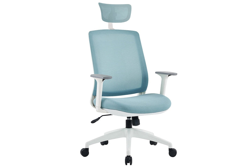 Finch Ergonomic Mesh Chair with Headrest-blue height adjustable arms 