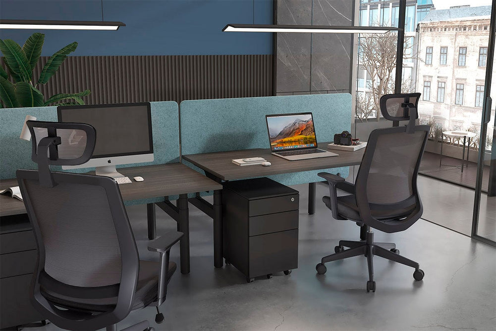 Finch Ergonomic Mesh Chair with Headrest-blue height adjustable arms 