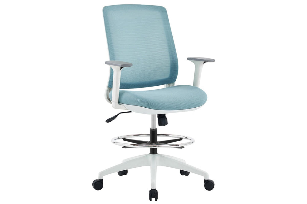 Finch Ergonomic Mesh Drafting Chair-blue height adjustable arms 