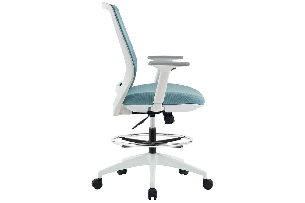Finch Ergonomic Mesh Drafting Chair-blue height adjustable arms 
